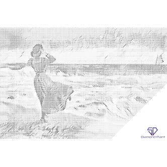 Mal med Prikker - Kvinde på stranden - Opspændt på ramme - 60 x 40 cm