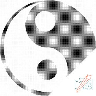 Mal med Prikker - Ying og Yang - Uden ramme - 80 x 80 cm