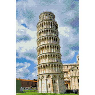 Det skæve tårn i Pisa - Premium - Firkantede sten - 40 x 60 cm - Lærred, sten, pen, bakke, gele, poser til stenene - Uden ramme