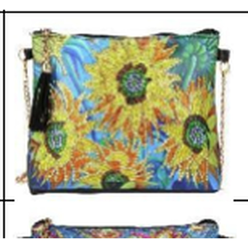 Skuldertaske med gule blomster
