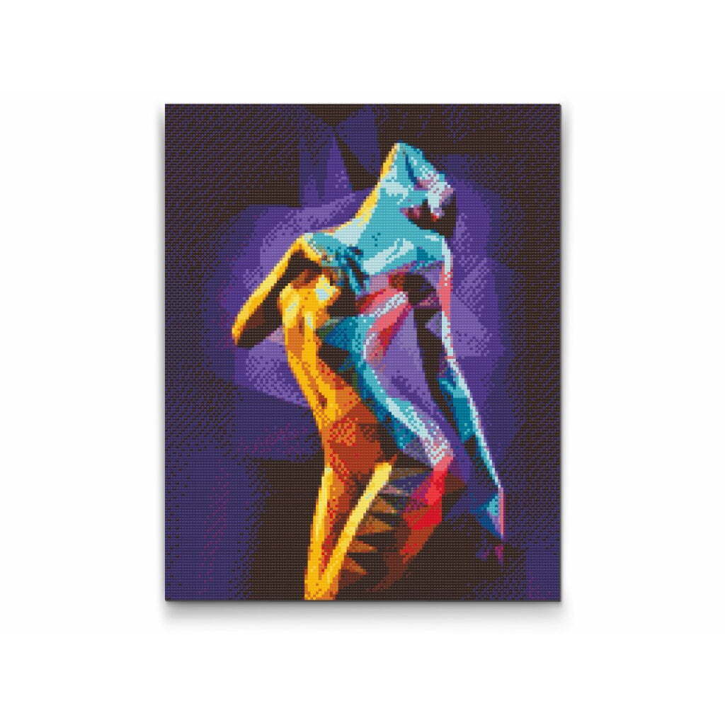 Abstrakt kvinde - Premium - Firkantede sten - 80 x 100 cm - Lærred, sten, pen, bakke, gele, poser til stenene - med-saml-selv-ramme