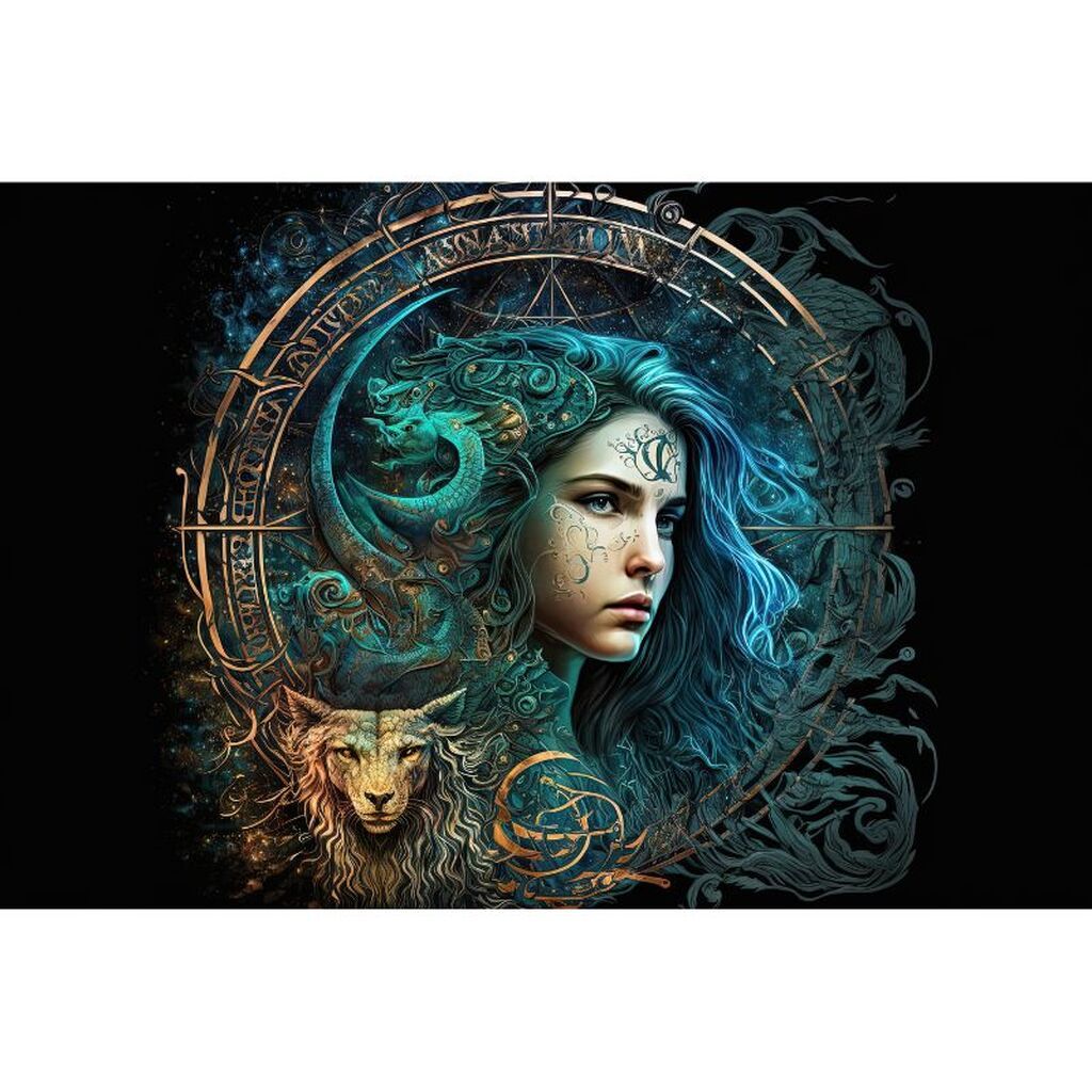 Astrologi - Premium - Firkantede sten - 80 x 60 cm - Lærred, sten, pen, bakke, gele, poser til stenene - Uden ramme