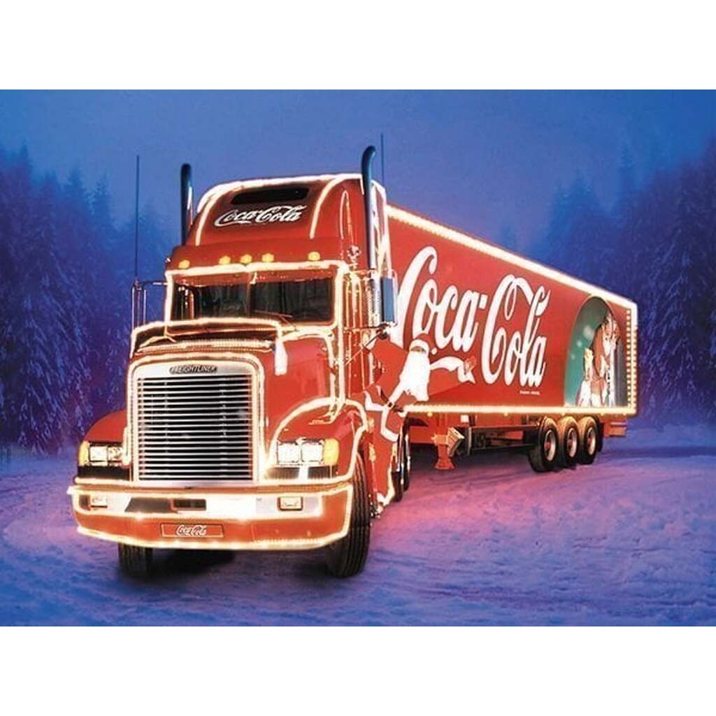 Coca cola lastbil - Firkantede sten - 60 x 45 cm - Lærred, sten, pen, bakke, gele