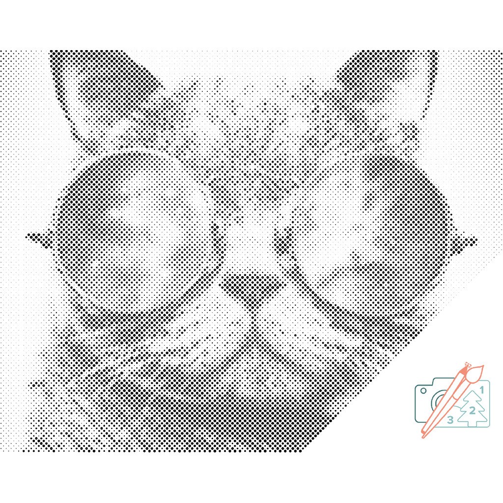 Mal med Prikker - Kat med solbriller - Opspændt på ramme - 80 x 60 cm