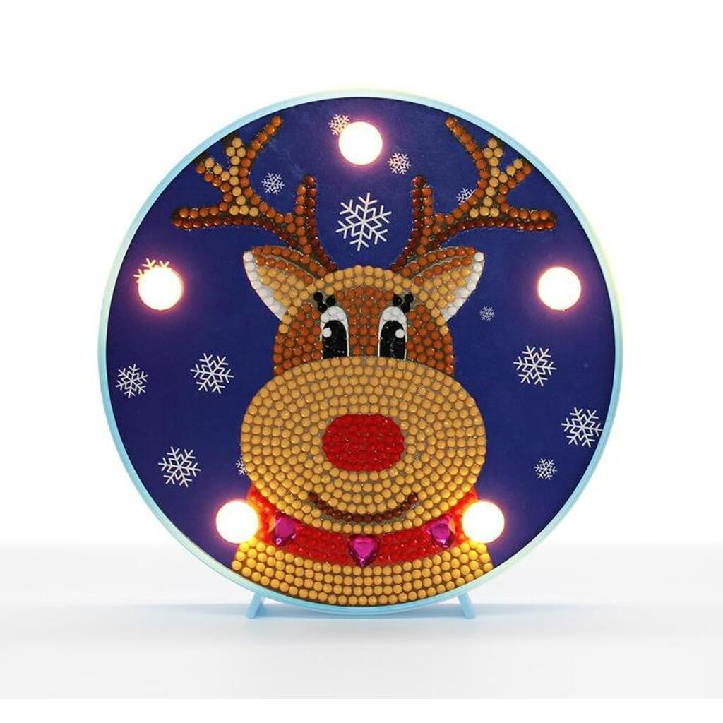 Rund Diamond Paint lampe med LED lys - Rensdyr
