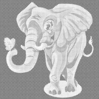 Mal med Prikker - Glad elefant med sommerfugl - Uden ramme - 80 x 80 cm