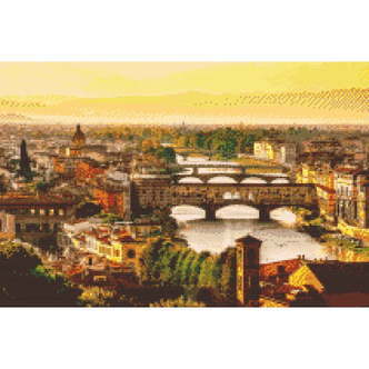 Firenze byudsigt 2 - Premium - Firkantede sten - 60 x 40 cm - Lærred, sten, pen, bakke, gele, poser til stenene - Med saml-selv-ramme