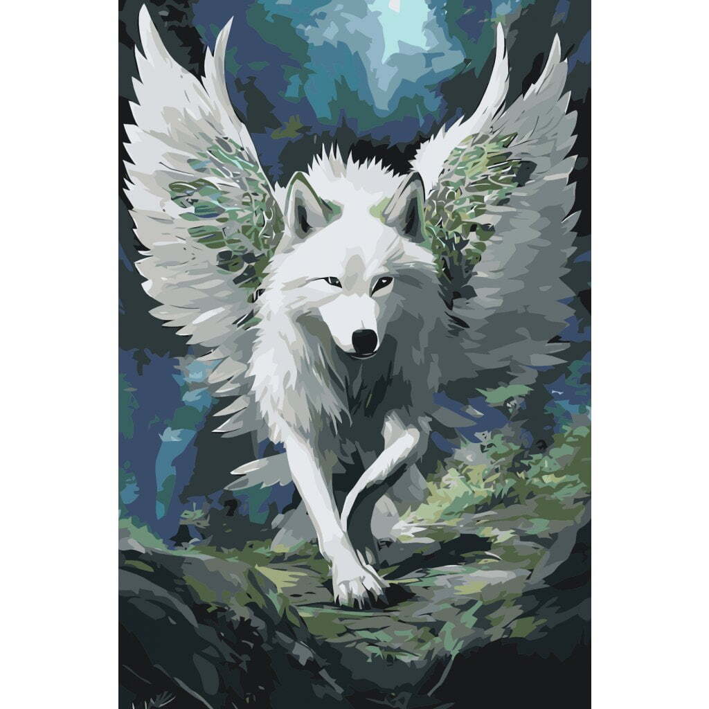 Engel ulv - Paint by Numbers Premium - 80 x 120 cm - med-saml-selv-ramme