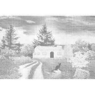 Mal med Prikker - Hus på landet - Opspændt på ramme - 60 x 40 cm