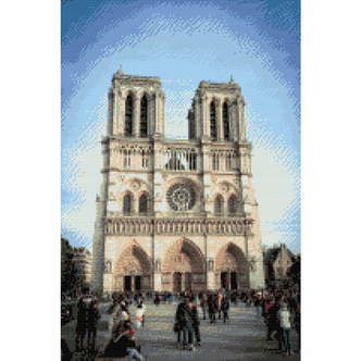 Notre Dame Katedralen (C) - Premium - Runde sten - 60 x 80 cm - Lærred, sten, pen, bakke, gele, poser til stenene - med-saml-selv-ramme