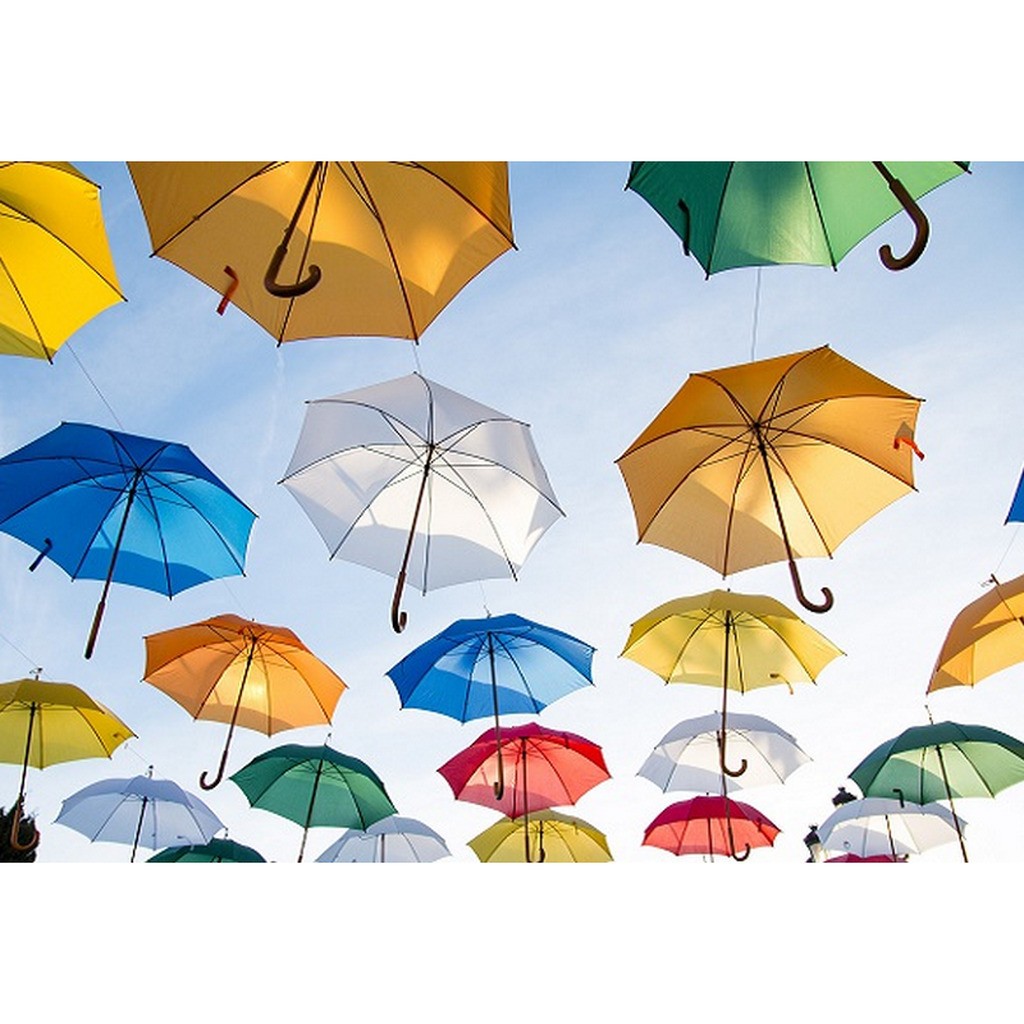 Flyvende paraplyer - Firkantede sten - 60 x 40 cm - Lærred, sten, pen, bakke, gele, poser til stenene