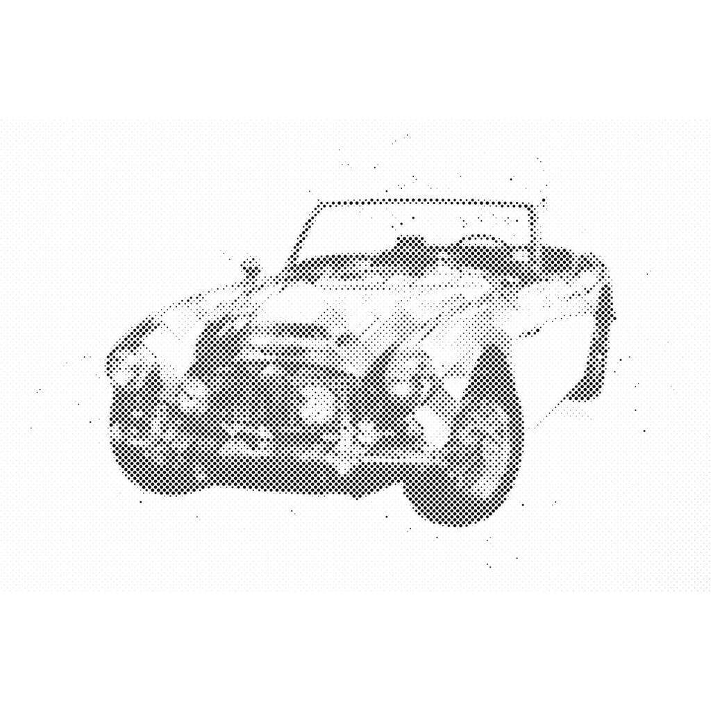 Mal med Prikker - Austin Healey bil - Opspændt på ramme - 120 x 80 cm