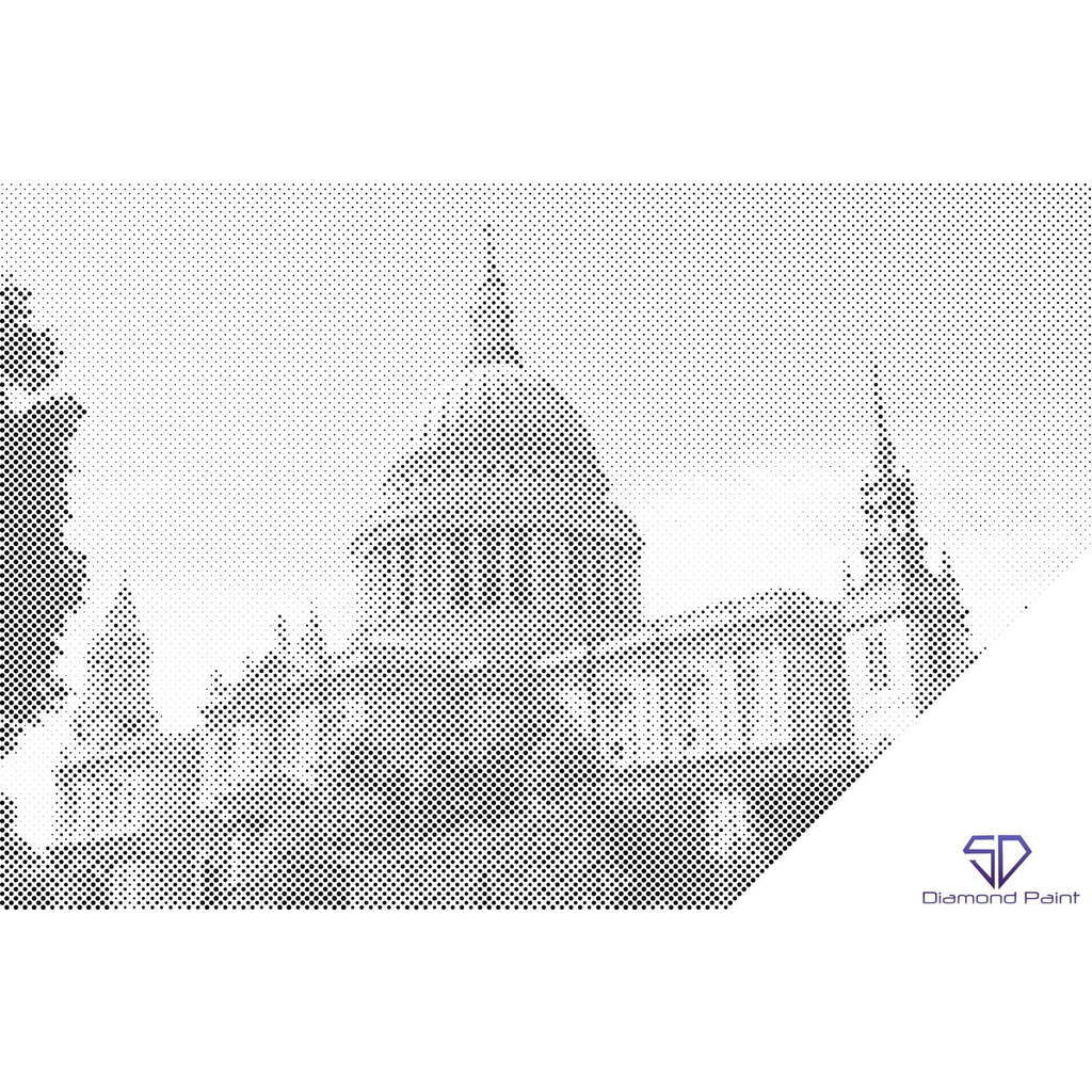 Mal med Prikker - St. Pauls Katedral i England - Opspændt på ramme - 60 x 40 cm