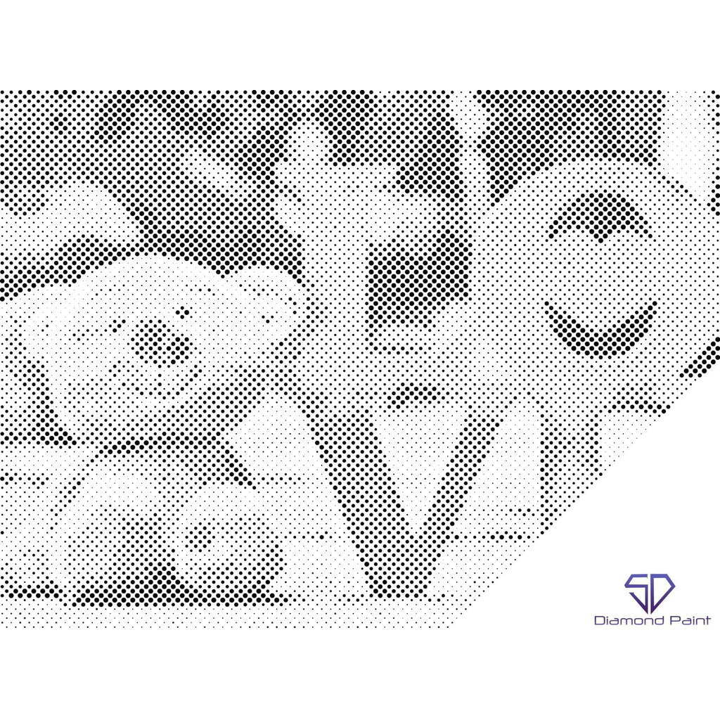 Mal med Prikker - Bamse - Uden ramme - 60 x 80 cm