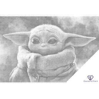 Mal med Prikker - Baby Yoda - Uden ramme - 60 x 40 cm