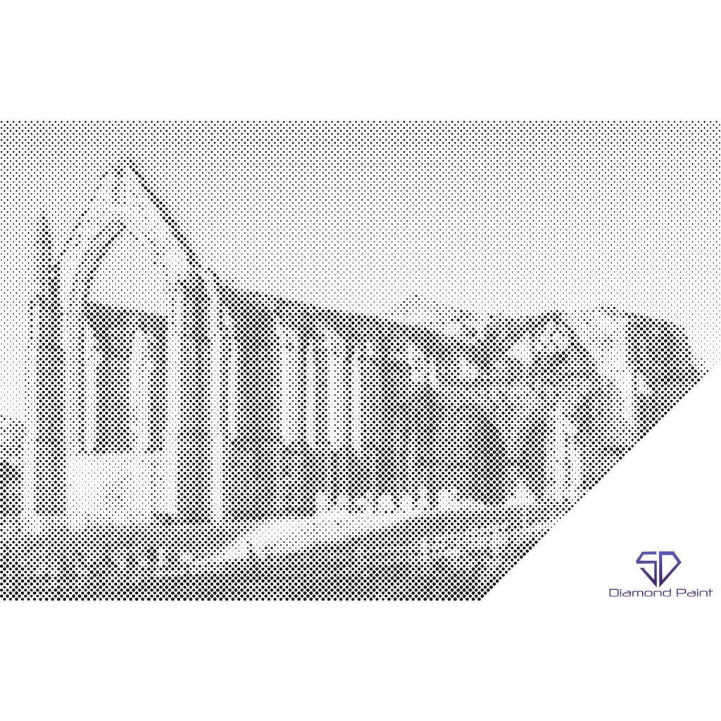 Mal med Prikker - Bolton Priory Kirke i England - Opspændt på ramme - 60 x 40 cm