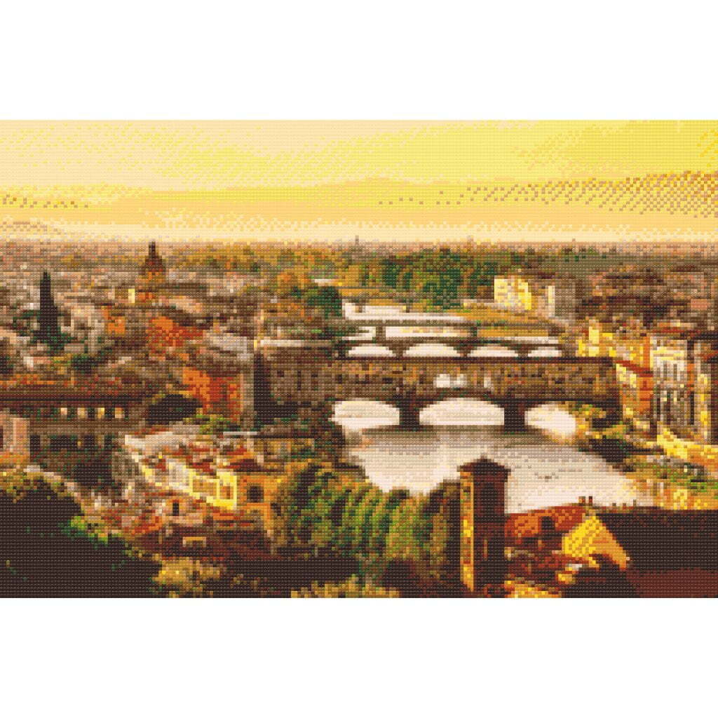 Firenze byudsigt 2 - Premium - Firkantede sten - 80 x 60 cm - Lærred, sten, pen, bakke, gele, poser til stenene - Uden ramme