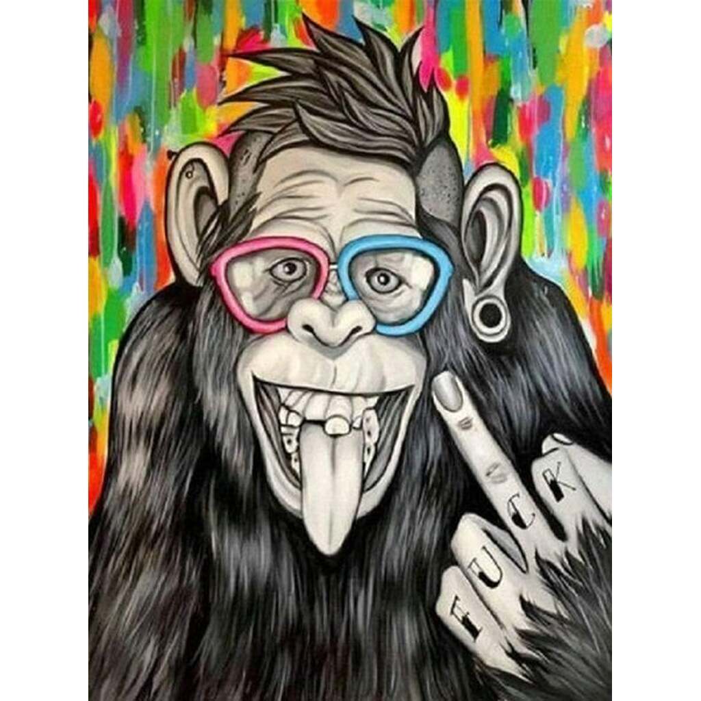 Fuck You Abe - Firkantede sten - 45 x 60 cm - Lærred, sten, pen, bakke, gele