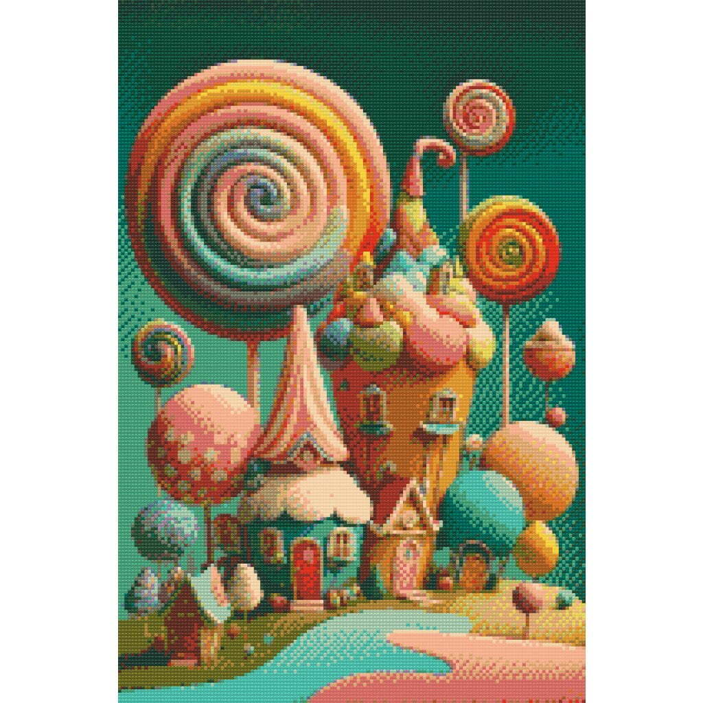 Sliklandsby - Premium - Firkantede sten - 40 x 60 cm - Lærred, sten, pen, bakke, gele, poser til stenene - med-saml-selv-ramme