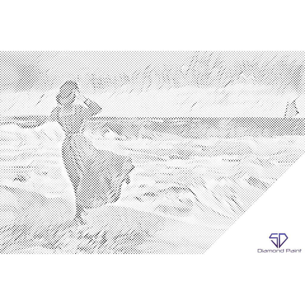 Mal med Prikker - Kvinde på stranden - Uden ramme - 120 x 80 cm