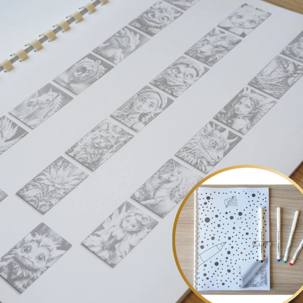 Fantasy - bog med 20 motiver i mal med prikker - Sort (1 stk.)