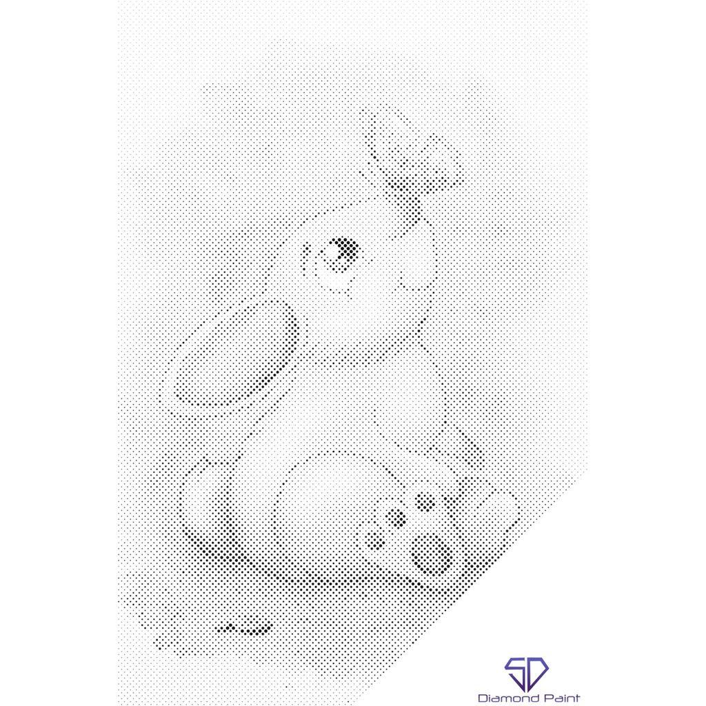 Mal med Prikker - Kanin med en sommerfugl - Opspændt på ramme - 80 x 120 cm