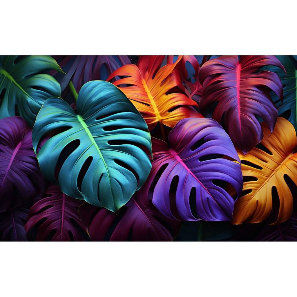 Jungleblade - Premium - Runde sten - 80 x 60 cm - Lærred, sten, pen, bakke, gele, poser til stenene - Opspændt på ramme