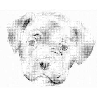 Mal med Prikker - Trist hundehvalp - Uden ramme - 80 x 60 cm