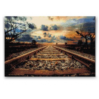 Jernbaneskinner - Premium - Firkantede sten - 80 x 60 cm - Lærred, sten, pen, bakke, gele, poser til stenene - Uden ramme