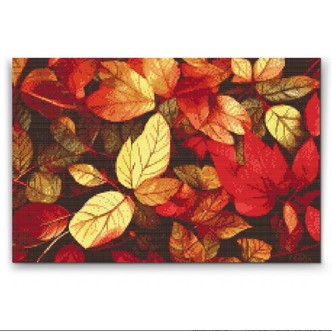 Efterår i farver - Premium - Firkantede sten - 80 x 60 cm - Lærred, sten, pen, bakke, gele, poser til stenene - Opspændt på ramme