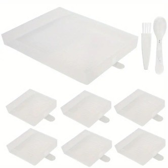 Firkantet bakke med 6 små bakker og hældetud - Hvid