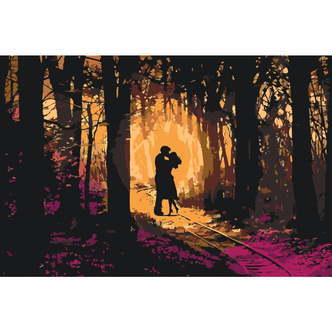 Forelsket par i skoven - Paint by Numbers Premium - 60 x 40 cm - Med saml-selv-ramme