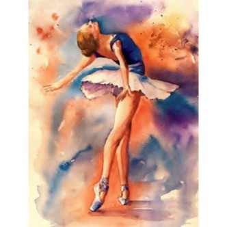 Balletdanser 1 - Firkantede sten - 45 x 60 cm - Lærred, sten, pen, bakke, gele