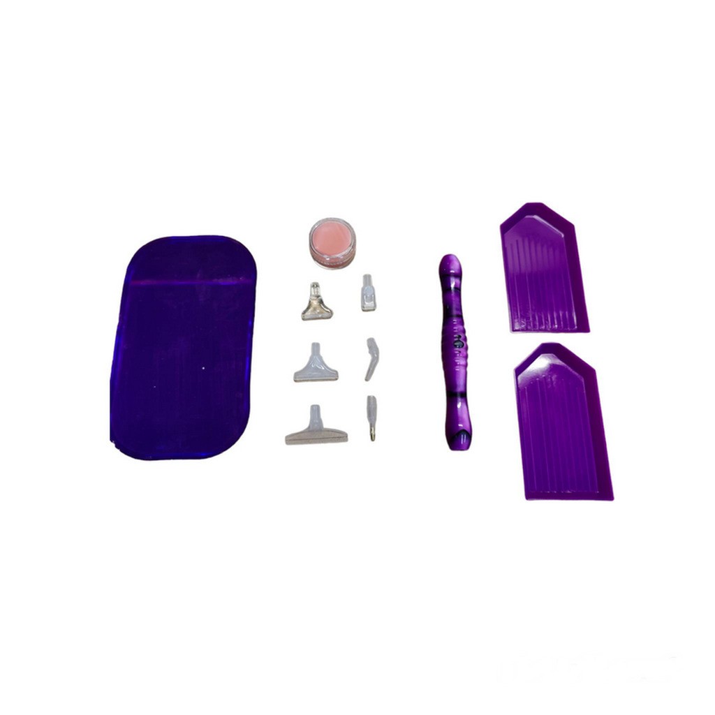 Sæt med skridsikker måtte, marmoreret pen og spidser - Mørkeblå