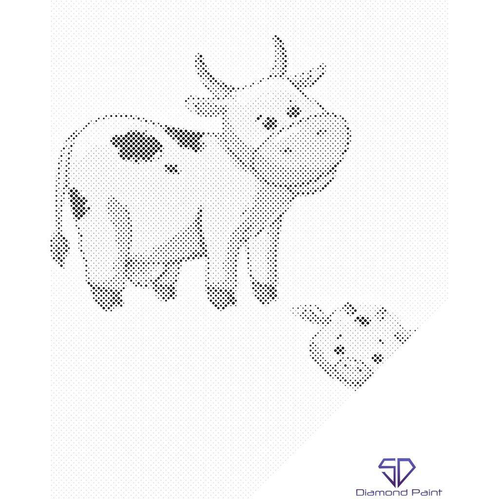 Mal med Prikker - Køer - Opspændt på ramme - 40 x 50 cm