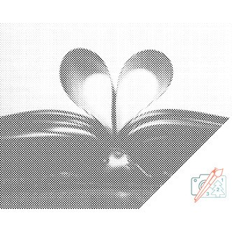Mal med Prikker - Hjerte på bogside - Uden ramme - 40 x 30 cm