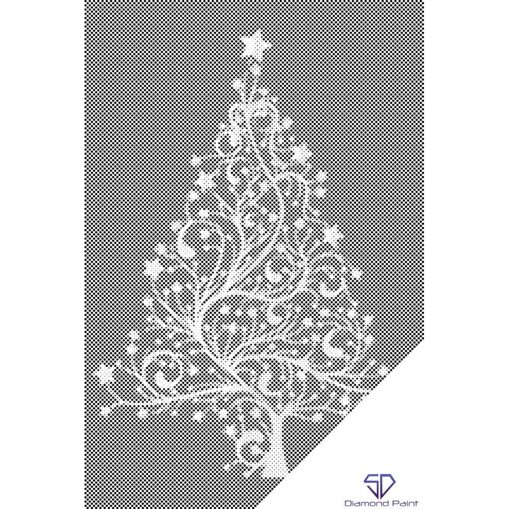 Mal med Prikker - Stjerneklædt juletræ - Opspændt på ramme - 60 x 80 cm