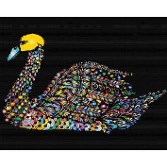 Svane Mandala - Premium - Firkantede sten - 100 x 80 cm - Lærred, sten, pen, bakke, gele, poser til stenene - Opspændt på ramme