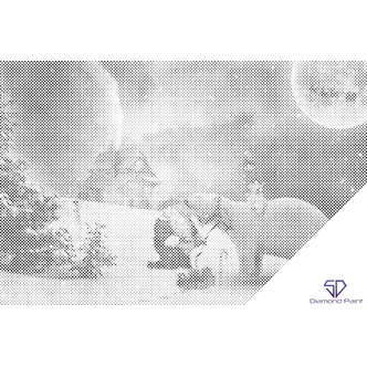 Mal med Prikker - Julemanden og hans hjælpere - Opspændt på ramme - 120 x 80 cm