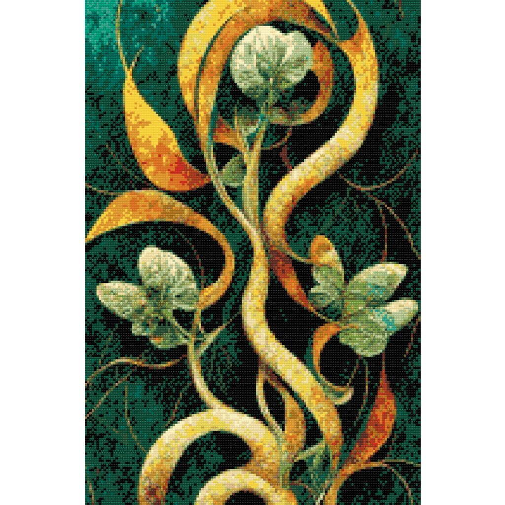 Abstrakt blomst - Premium - Runde sten - 80 x 120 cm - Lærred, sten, pen, bakke, gele, poser til stenene - Uden ramme