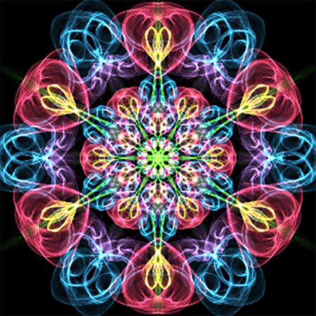 Mandala 16 - Runde sten - 40 x 40 cm - Lærred, sten, pen, bakke, gele