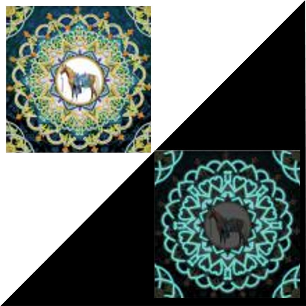 Mandala 7 (med hest) med selvlysende diamanter