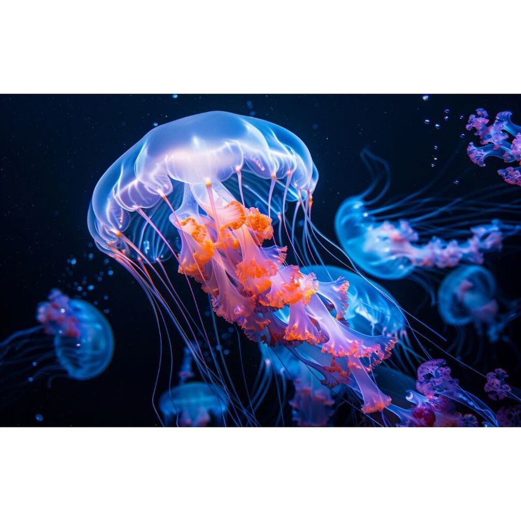 Vandmand på dybt vand - Premium - Runde sten - 80 x 60 cm - Lærred, sten, pen, bakke, gele, poser til stenene - Uden ramme