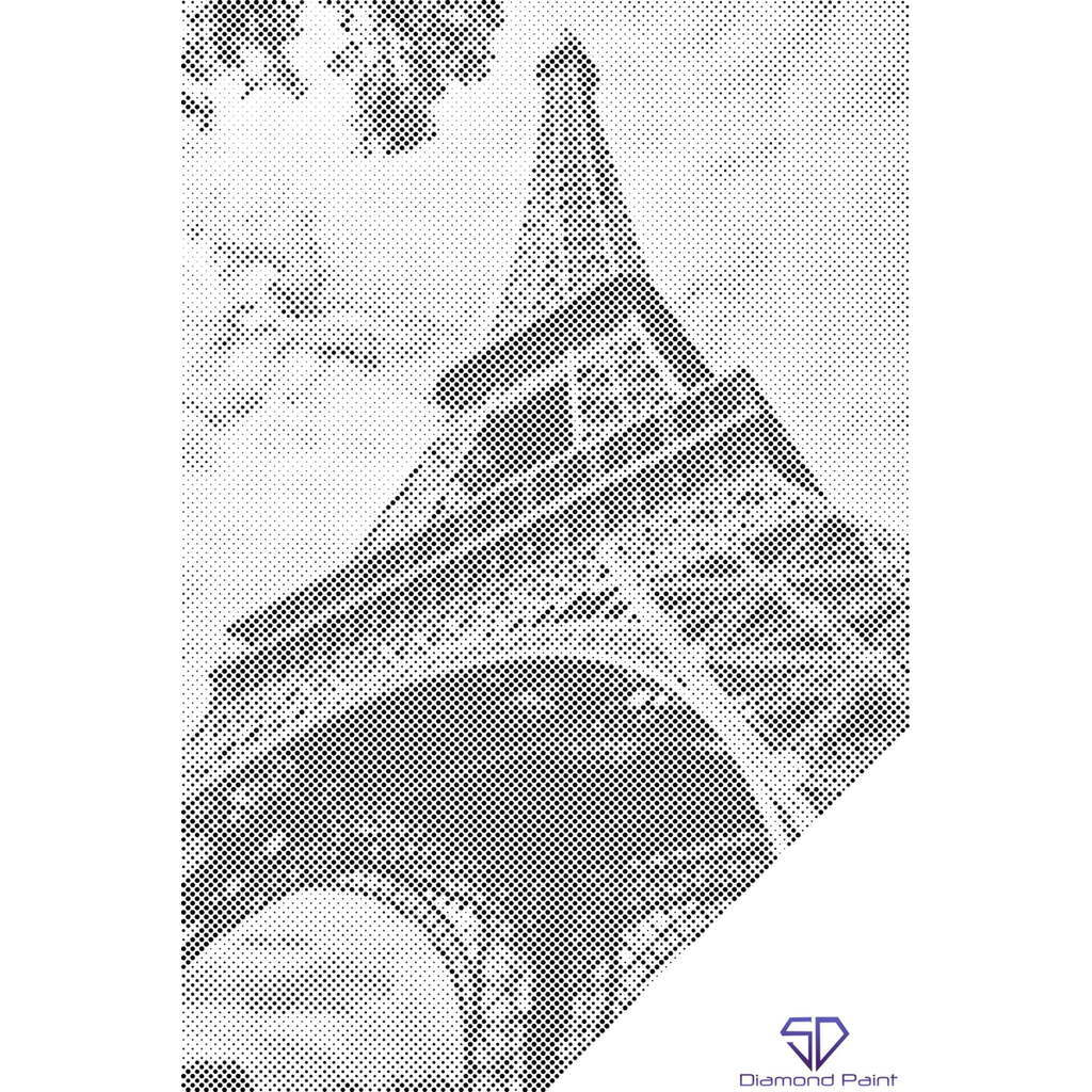 Mal med Prikker - Eiffeltårnet i Paris - Opspændt på ramme - 40 x 60 cm