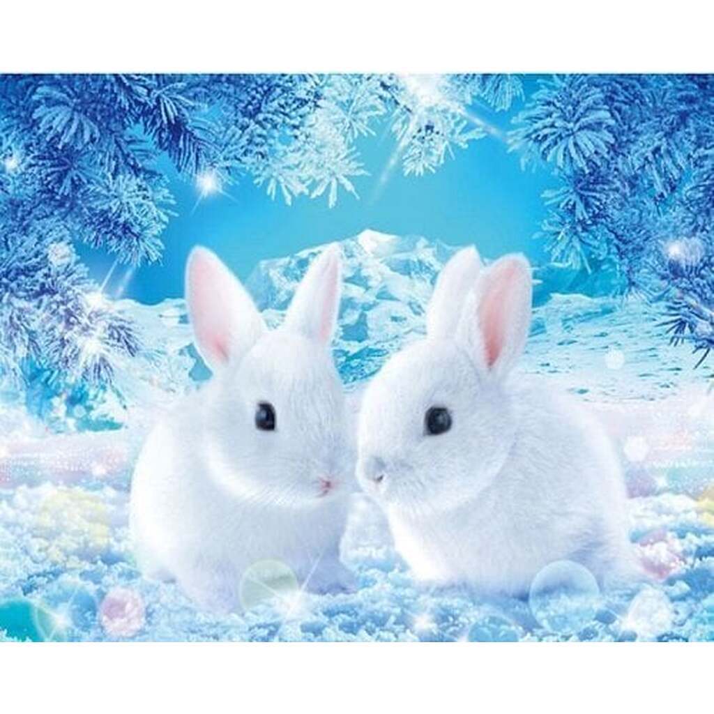 Snekaniner - Runde sten - 60 x 45 cm - Lærred, sten, pen, bakke, gele