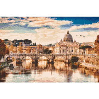 Udsigt over Vatikanet - Premium - Firkantede sten - 60 x 40 cm - Lærred, sten, pen, bakke, gele, poser til stenene - Uden ramme