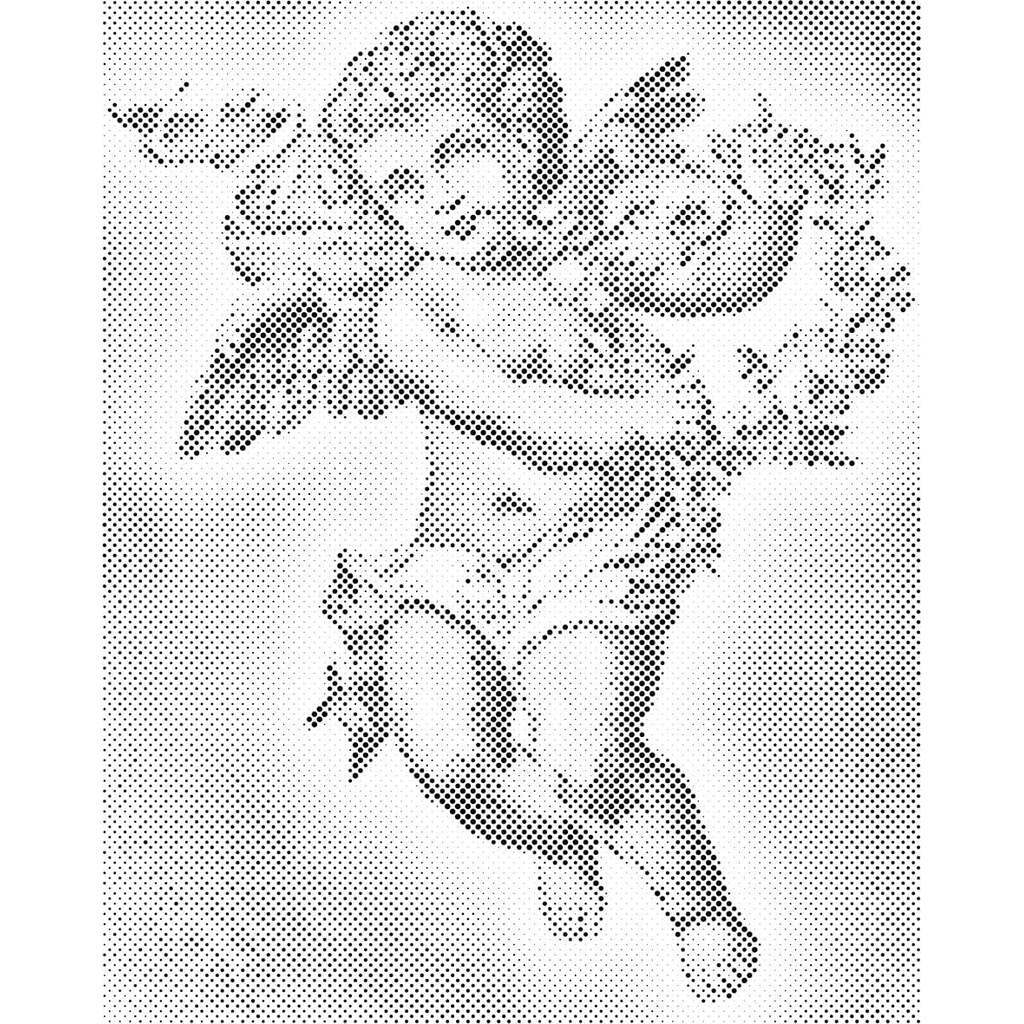 Mal med Prikker - Sød engel - Uden ramme - 30 x 40 cm