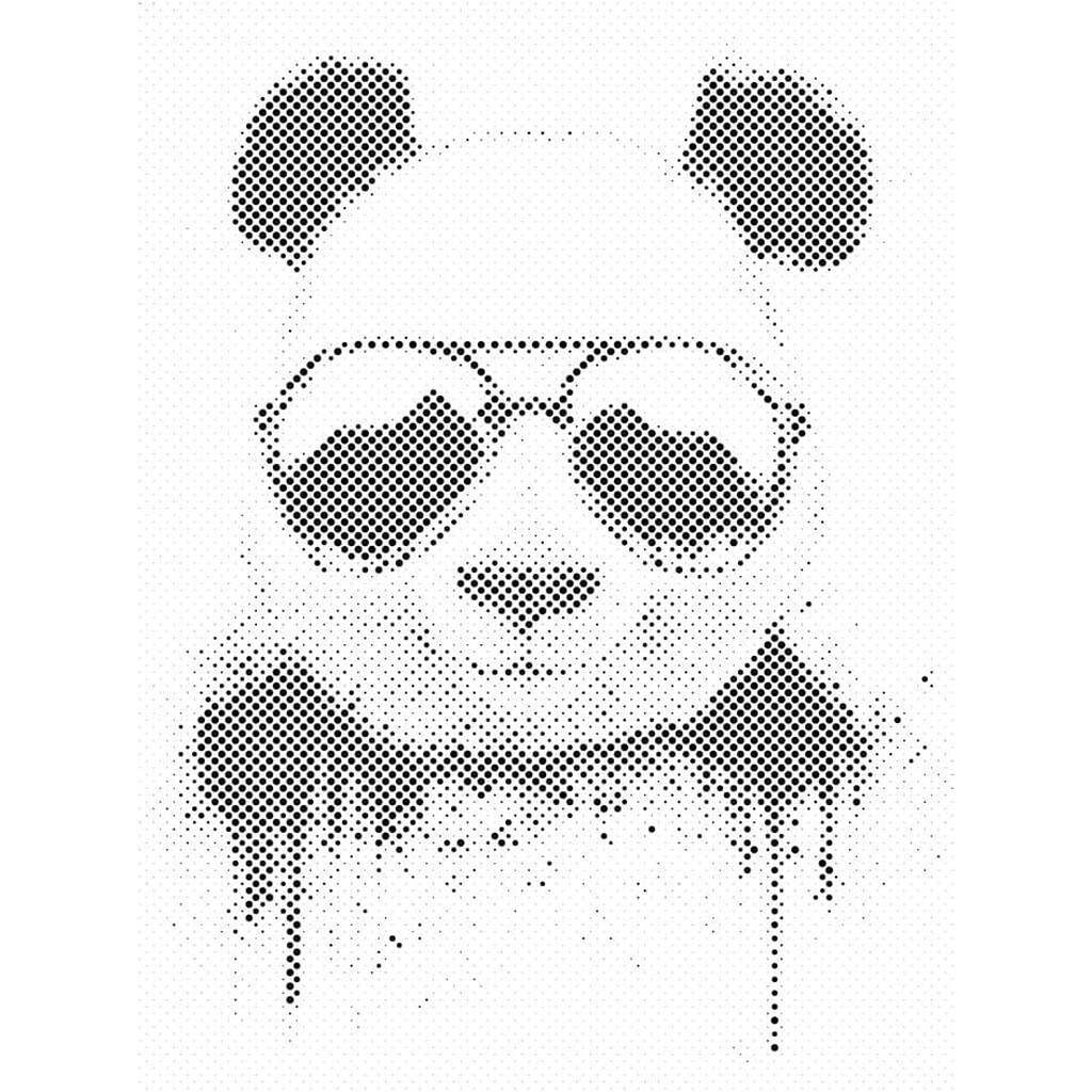 Mal med Prikker - Panda med solbriller - Opspændt på ramme - 60 x 80 cm