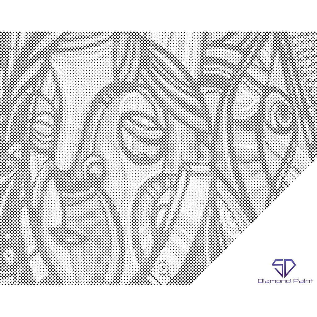 Mal med Prikker - Kunstneriske kvinde ansigt - Opspændt på ramme - 40 x 50 cm