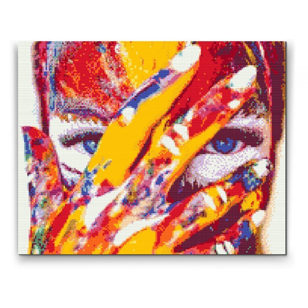 Kvinde med blå øjne - Premium - Runde sten - 50 x 40 cm - Lærred, sten, pen, bakke, gele, poser til stenene - med-saml-selv-ramme